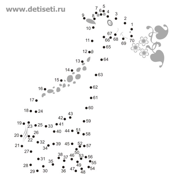 Соедини по точкам. Весёлый жираф